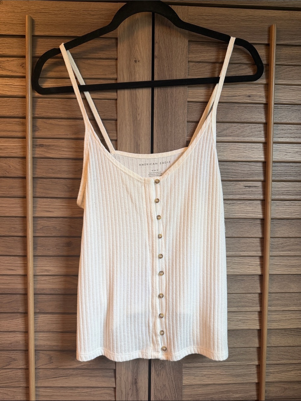 American Eagle Outfitters Cream Ribbed Button-Down Camisole
